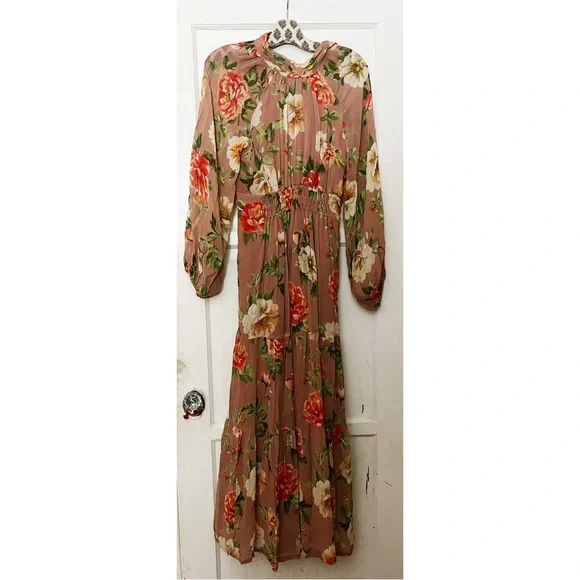 Anthropologie - The Somerset Long-Sleeve Mock-Neck Chiffon Maxi Dress - Picture 4 of 6